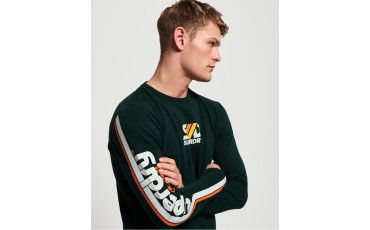 SuperDry Retro Classic Long Sleeve T-Shirt Dark Petrol Slub