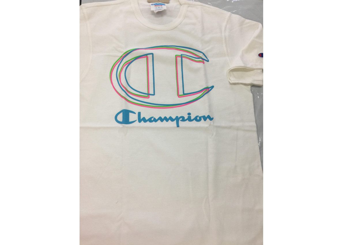 white champion shirt big logo