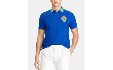 Custom Slim Fit Crest Mesh Polo Shirt