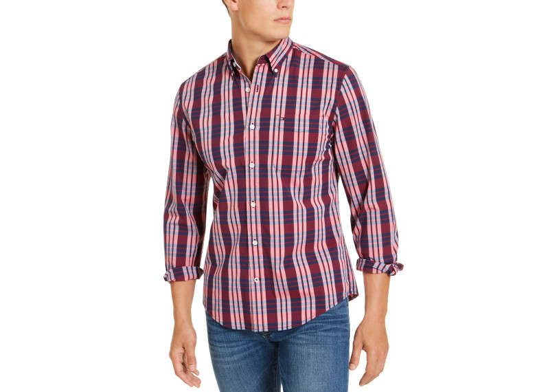 Tommy Men's Custom-Fit Stretch Nash Plaid Shirt