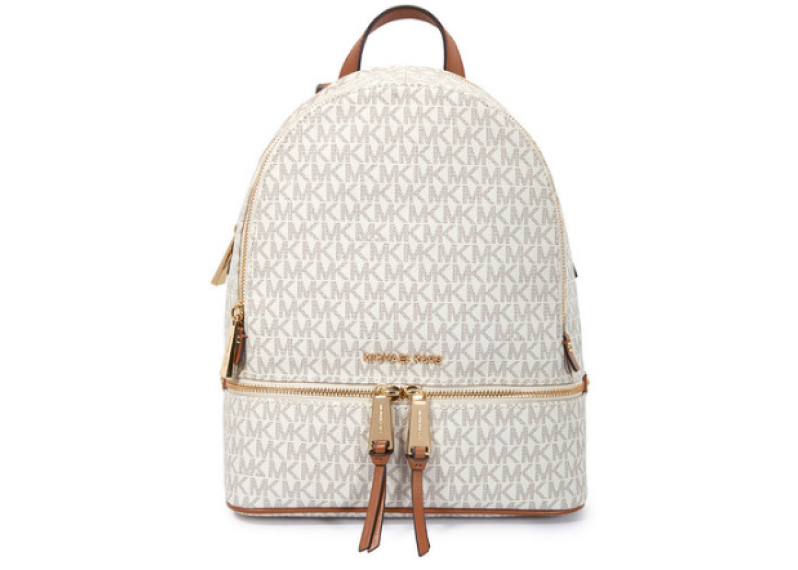 Rhea Medium Logo Print Backpack - Vanilla