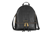 Rhea Medium Leather Backpack - Black