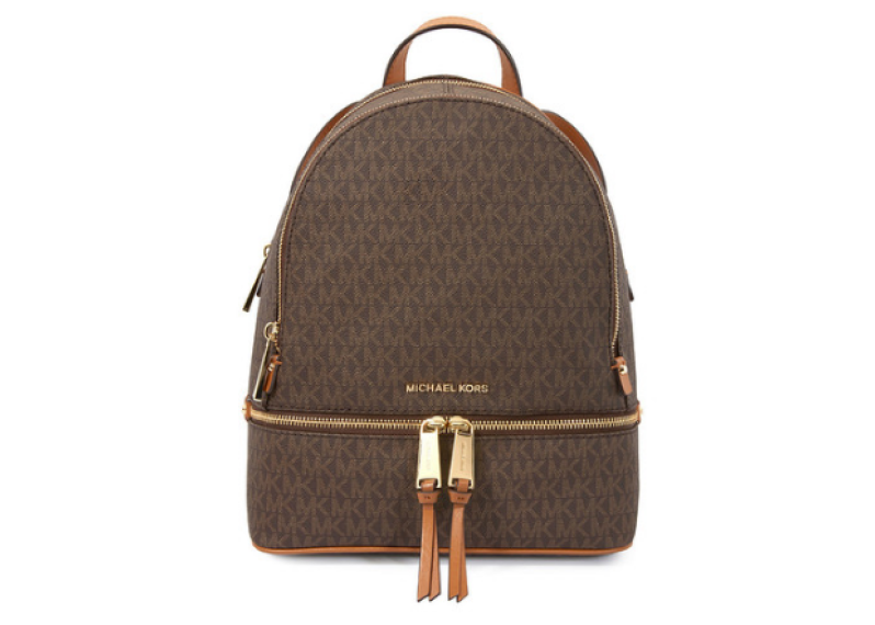 Rhea Medium Logo Print Backpack - Brown