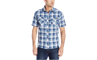 Dickies Men's Short Sleeve Casual Plaid - Denim/Dark Denim