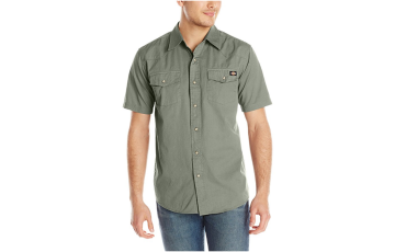 Dickies Men's Short-Sleeve Twill Western Shirt - Moss Heather