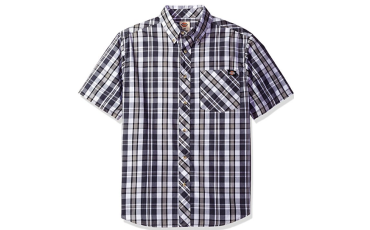 Dickies Men's Short Sleeve Wrinkle Resistant Single Pocket Plaid Shirt - Diesel Grey/Bright White