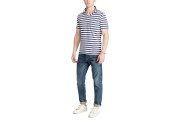 CLASSIC STRIPED COTTON POLO - SEA BLUE/CLASSIC WHITE