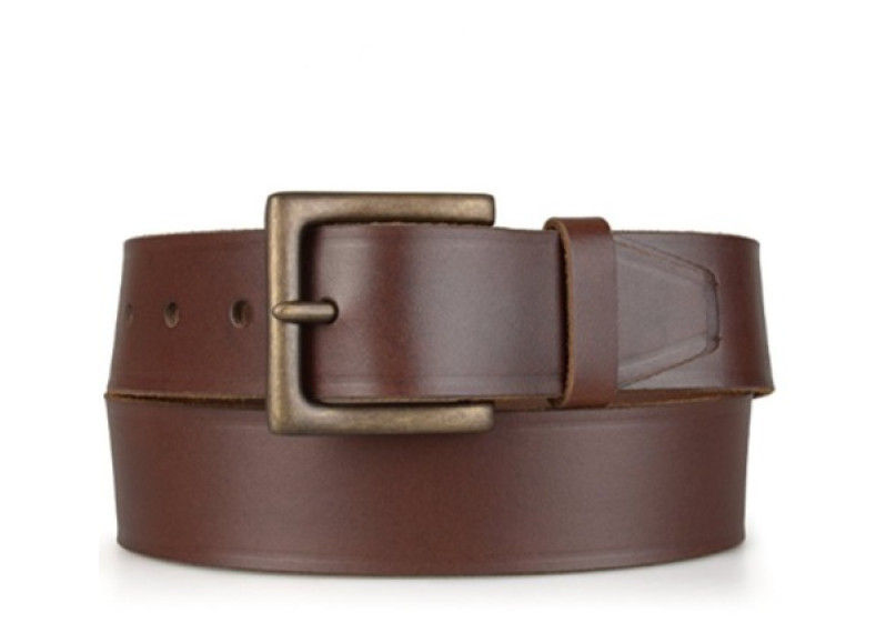 Timberland Mens Genuine Leather Bronze Metal Buckle Belt -Brown