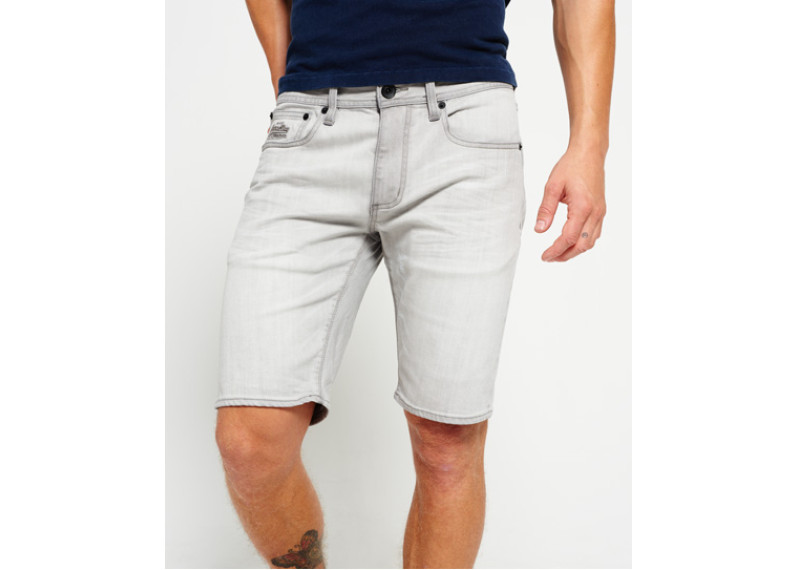 Officer Slim Denim Shorts - grey mist