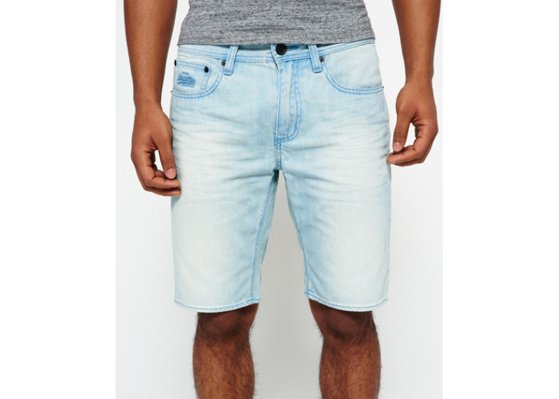 Officer Slim Denim Shorts - ice blue