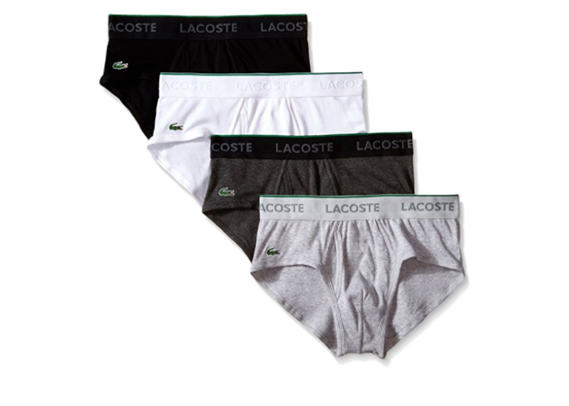 Lacoste Men's Essentials 4-Pack Cotton Low-Rise Brief - Wht/Gry/Chr/Blk