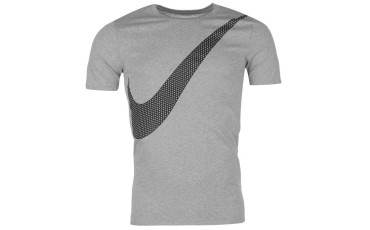 Nike Print Swoosh T Shirt Mens - Grey