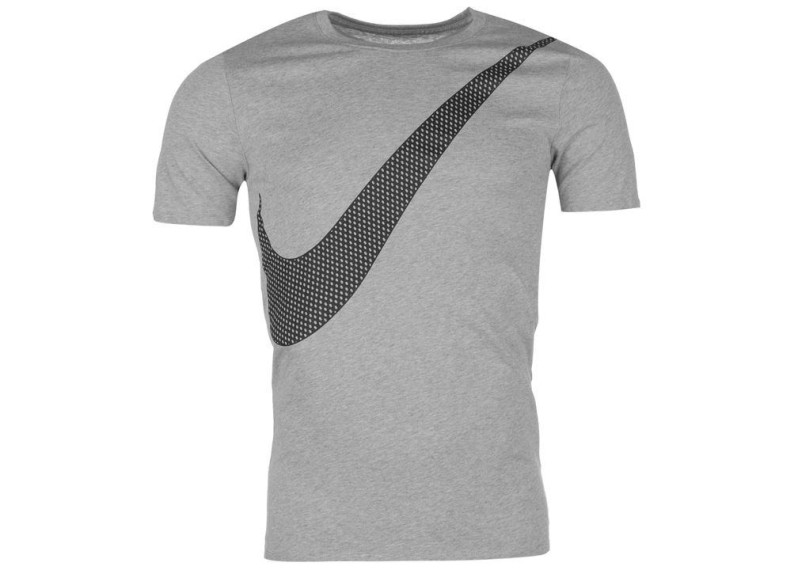 Nike Print Swoosh T Shirt Mens - Grey