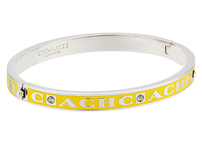 COACH Pave Hinged Enamel Bangle Bracelet - Banana