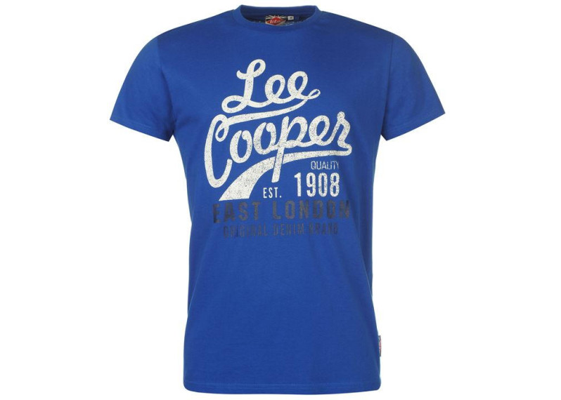 Lee Cooper Logo Vintage T Shirt Mens - Classic Blue