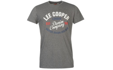 Lee Cooper Logo Vintage T Shirt Mens - Charcoal Marl