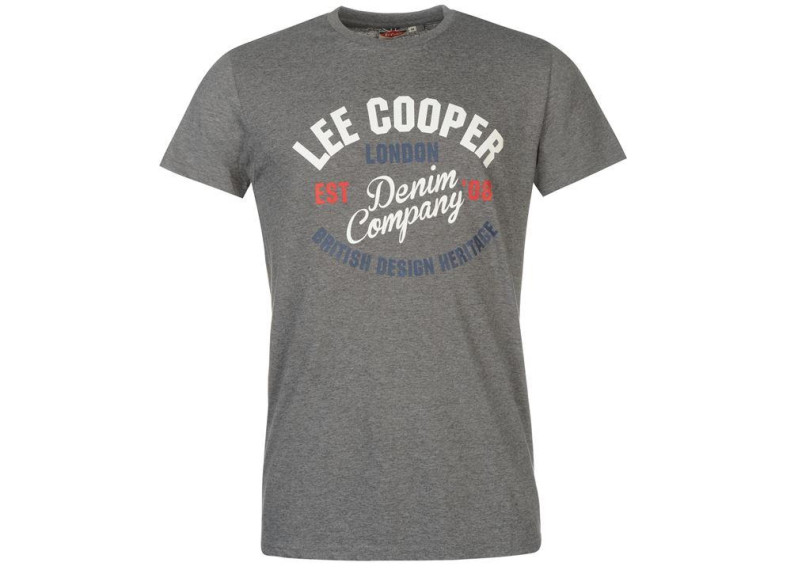 Lee Cooper Logo Vintage T Shirt Mens - Charcoal Marl