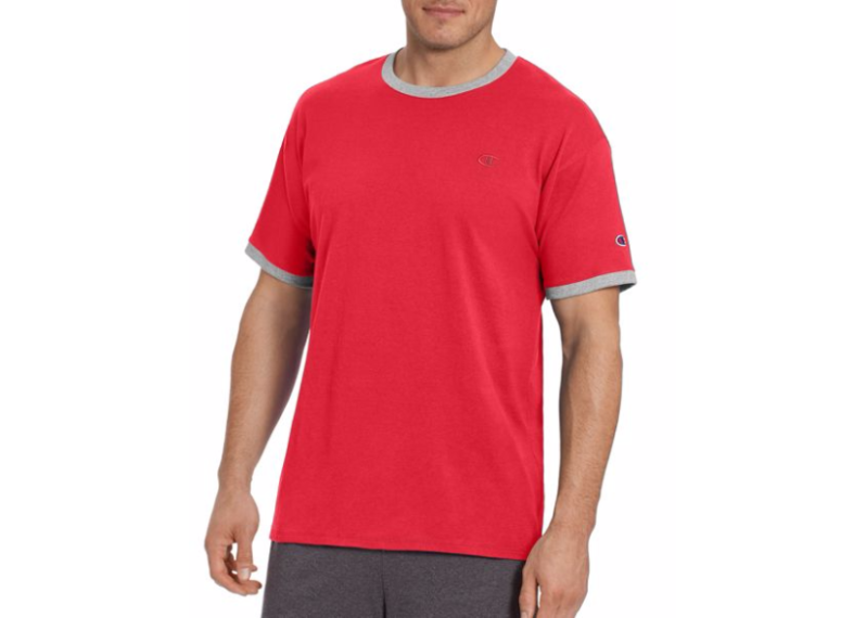 Champion Men's Classic Jersey Ringer Tee - Scarlet/Oxford Grey