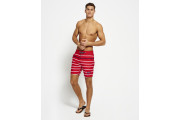 Vacation Stripe Swim Shorts - worn nautical red stripe