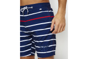 Vacation Stripe Swim Shorts - worn nautical navy stripe