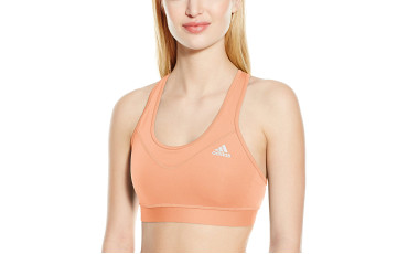 adidas Womens Training Techfit Bra - Sun Glow/Silver Logo