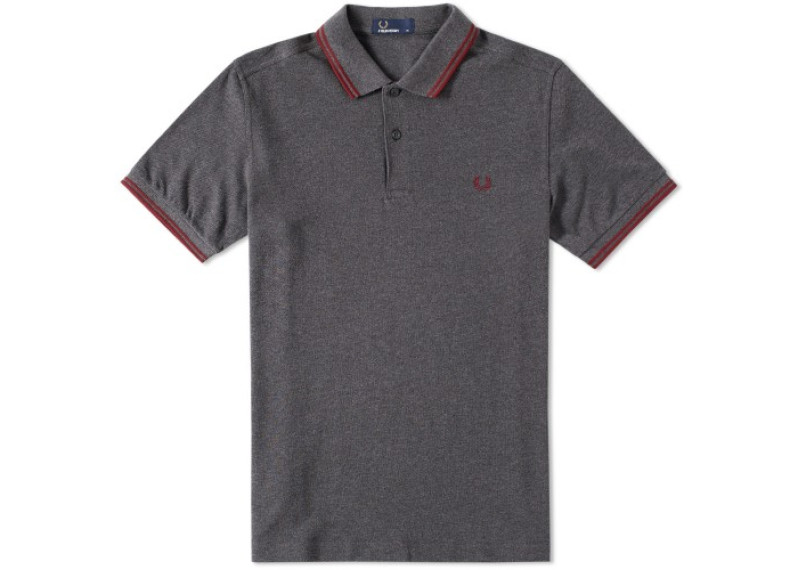 FRED PERRY SLIM FIT TWIN TIPPED POLO - Graphite Marl & Rosewood