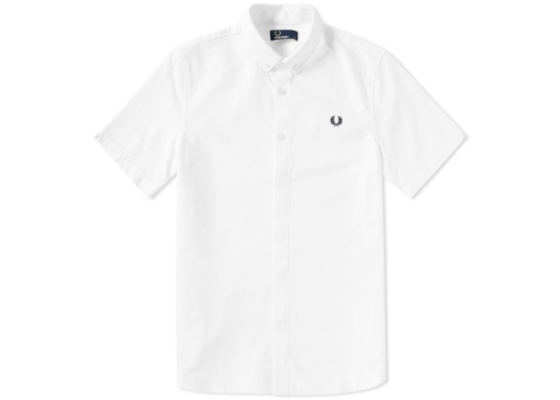 FRED PERRY CLASSIC SHORT SLEEVE OXFORD SHIRT - White