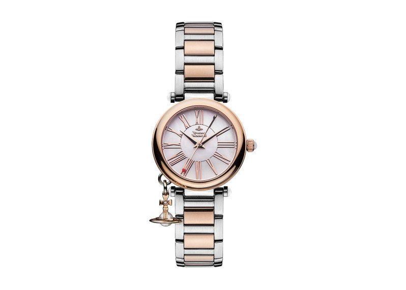 VIVIENNE WESTWOOD SILVER & ROSE GOLD MOTHER ORB WATCH