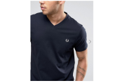 Fred Perry V-Neck Small Logo T-Shirt In Navy