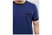 Fred Perry Pique Pocket T-Shirt Contrast Trims in Navy