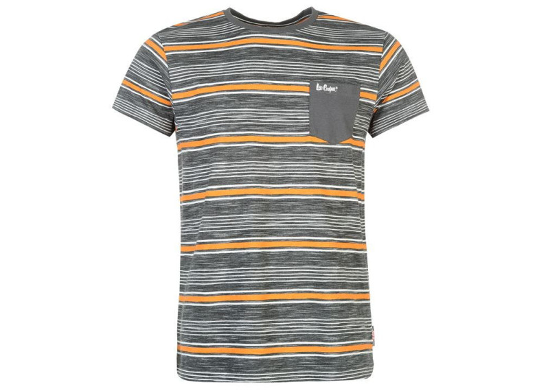 Lee Cooper Pocket T Shirt Mens - Charcoal Stripe