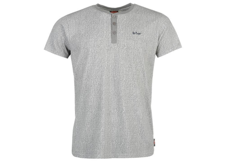 Lee Cooper Grandad T Shirt Mens - Charcoal