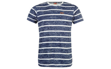 Lee Cooper Small Logo T Shirt Mens - Navy/Wht Stripe