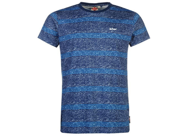 Lee Cooper Small Logo T Shirt Mens - Blue Stripe