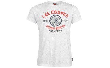 Lee Cooper Logo T Shirt Mens - White Nep