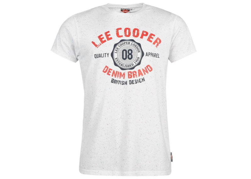 Lee Cooper Logo T Shirt Mens - White Nep