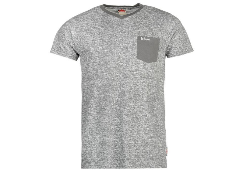 Lee Cooper V Neck Pocket T Shirt Mens - Charcoal