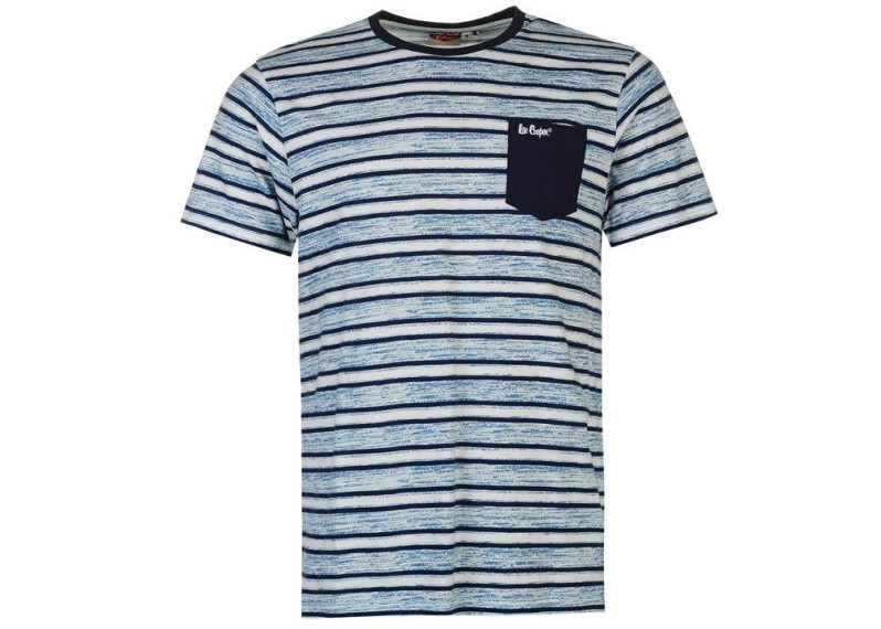 Lee Cooper Pocket T Shirt Mens - Blue/Nvy Stripe