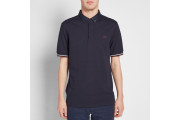 FRED PERRY WOVEN COLLAR POLO - Navy