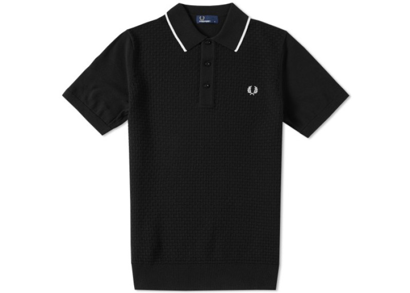 FRED PERRY CHECKERBOARD KNIT POLO - Black