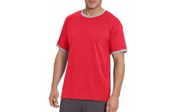 Champion Men's Classic Jersey Ringer Tee - Scarlet/Oxford Grey