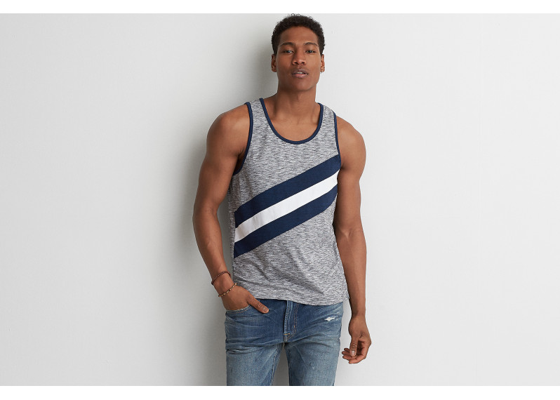 AEO FLEX STRIPE TANK - Heather Gray