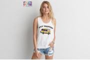 AEO PRIDE GAY TRIPPIN' GRAPHIC TANK - White