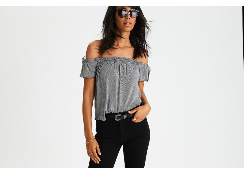 AEO SOFT & SEXY TIE SLEEVE TOP - White