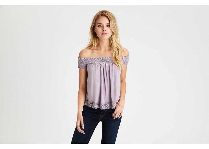 AEO SOFT & SEXY OFF-THE-SHOULDER TOP - Purple