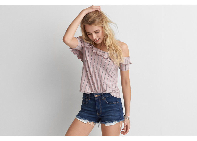 AEO SOFT & SEXY GINGHAM TOP - Blush