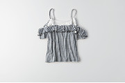 AEO SOFT & SEXY GINGHAM TOP - White