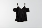 AEO SOFT & SEXY COLD SHOULDER TOP - ture black