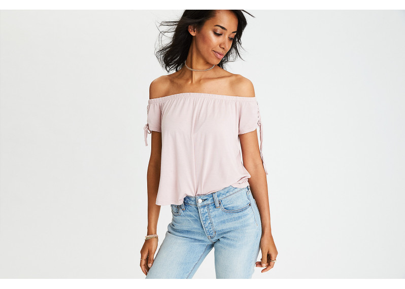 AEO SOFT & SEXY GROMMET T-SHIRT - Light Pink