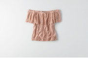 AEO OFF-THE-SHOULDER LACE TOP - Blush